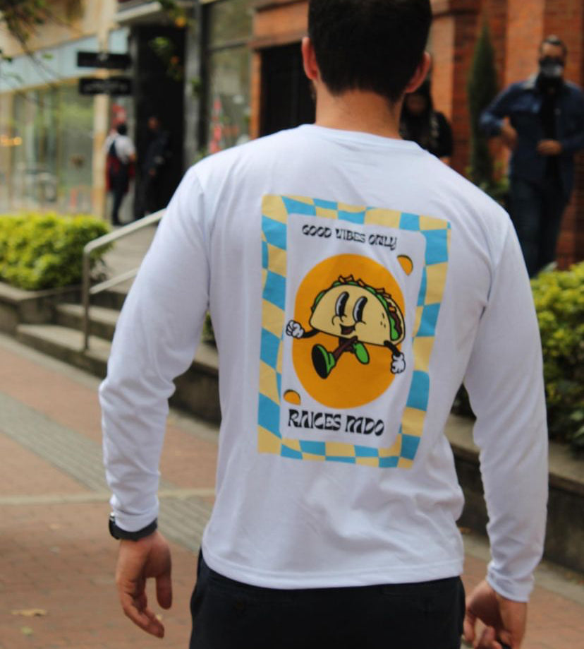 Playera manga larga Good vibes (Blue) Talla M